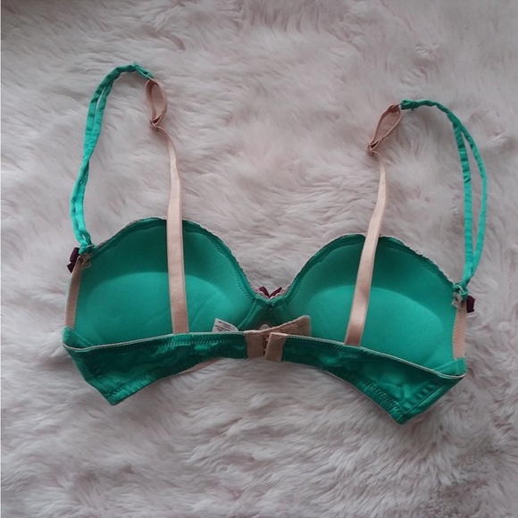 Vintage Victoria's Secret Green & Purple Bow Bra - Picture 2 of 5
